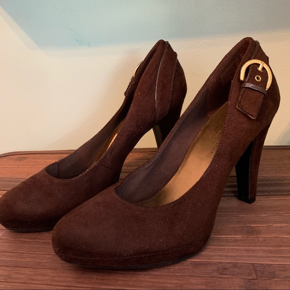 Felt Brown Heels